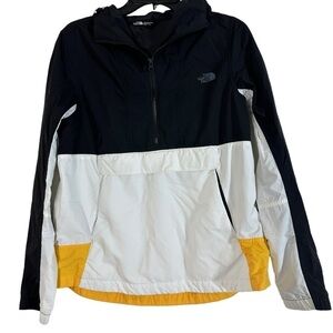 The North Face Black Gold & White Pullover Windbreaker Kangaroo Pocket